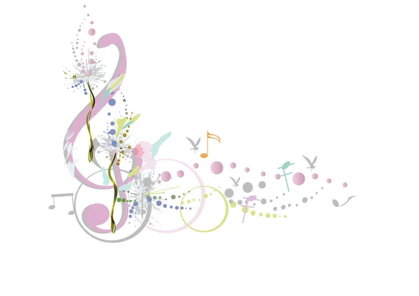 Αφηρημένη Μουσική Σχεδίαση Τριπλό Ντεκολτέ Και Πολύχρωμες Πιτσιλιές Νότες Και Εικονογράφηση Αρχείου