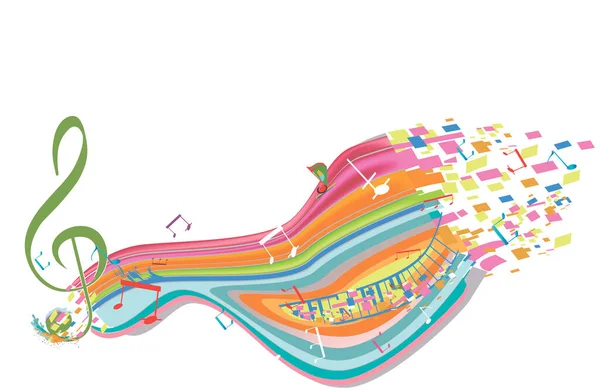 Diseño Musical Abstracto Con Una Clave Agudos Salpicaduras Colores Notas — Vector de stock