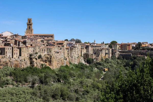 Pitigliano Γραφική Μεσαιωνική Πόλη Ιδρύθηκε Στην Ετρουσκική Εποχή Στο Λόφο — Φωτογραφία Αρχείου