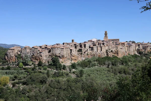 Pitigliano Γραφική Μεσαιωνική Πόλη Ιδρύθηκε Στην Ετρουσκική Εποχή Στο Λόφο — Φωτογραφία Αρχείου