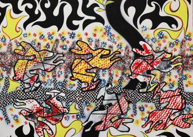 Venedik, İtalya - 6 Eylül 2022 Venedik Sanat Bienali. Alman sanatçı Charline von Heyl 'in Ağustos Kompleksi