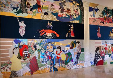 Venedik, İtalya - 6 Eylül 2022 Venedik Sanat Bienali. Magorzata Mirga Tas 'ın Polonya pavyonunda Roman kimliği ve sanatı konulu projesini yeniden büyülemek