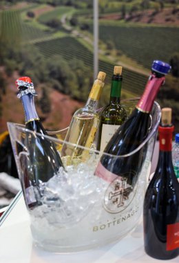 Cracow, Polonya - 17 Kasım 2022: Uluslararası Şarap Fuarı ENOEXPO, Krakow. Dünyanın dört bir yanından şarap üreticileri ithalat dağıtımcıları ve temsilcileriyle tanışıyor.. 