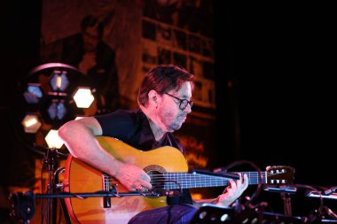 Cracow, Poland - June 25, 2022:   Al Di Meola Acoustic Trio performing live on the Kijow.Centre stage at Summer Jazz Festival in Cracow, Poland 