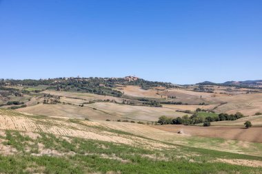  Tuscany 'deki Pienza yakınlarındaki kırsal alan. İtalya