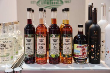 Cracow, Polonya - 17 Kasım 2022: Uluslararası Şarap Fuarı ENOEXPO, Krakow. Dünyanın dört bir yanından şarap üreticileri ithalat dağıtımcıları ve temsilcileriyle tanışıyor.. 