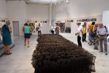 Venice, Italy - September 6, 2022:  59th Venice Art Biennale in Venice. Bronwyn Katz from South Africa makes delicate sculptures and installations from both natural materials