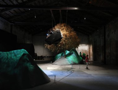 Venice, Italy - September 6, 2022: Chinese pavilion, in Arsenale at 59th Venice Art Biennale in Venice.
