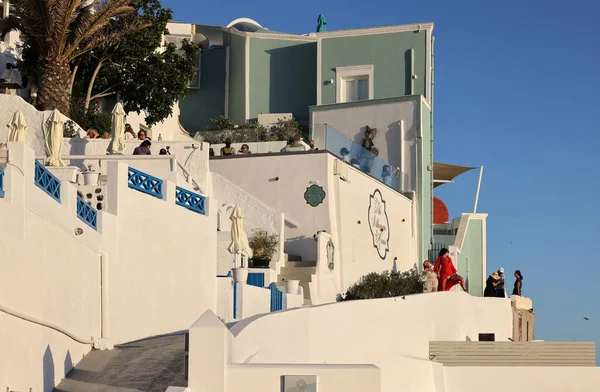 Imerovigli Santorini Görögország 2021 Június Fehérre Meszelt Házak Imerovigli Szigetén — Stock Fotó