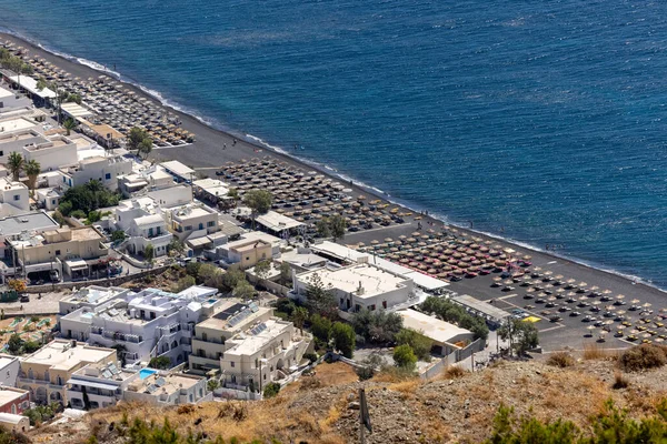 Widok Lotu Ptaka Miasto Kamari Santorini Grecja — Zdjęcie stockowe