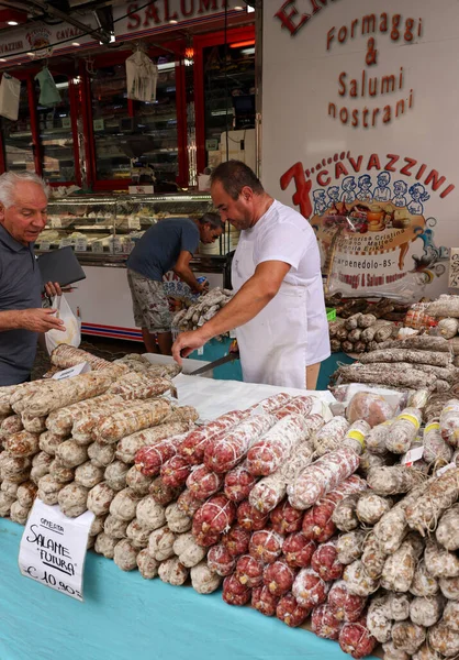 Cremona Italien September 2022 Traditionelle Fleischprodukte Einem Straßenstand Während Des — Stockfoto