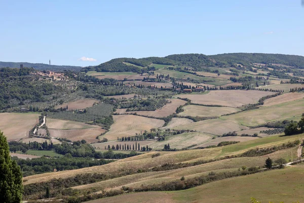 Αγροτικό Τοπίο Κοντά Στην Pienza Στην Τοσκάνη Ιταλία — Φωτογραφία Αρχείου