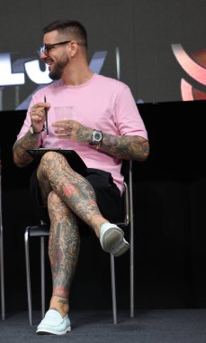 Krakow, Poland -  June 11, 2022: Unidentified  participant at 15th Tattoofest Convention in Cracow. One of the most prestigious tattoo festivals. 