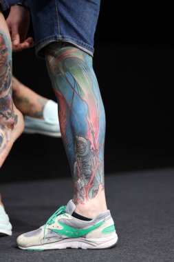 Krakow, Poland -  June 11, 2022: Unidentified  participant at 15th Tattoofest Convention in Cracow. One of the most prestigious tattoo festivals. 