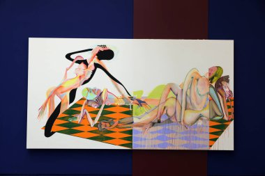 Venice, Italy - September 6, 2022: 59th Venice Art Biennale in Venice. Who Could Say We re Not Jus as We Were by the American artist Christina Quarles