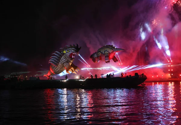 Cracovia Polonia Junio 2022 Gran Desfile Del Dragón Gran Espectáculo — Foto de Stock