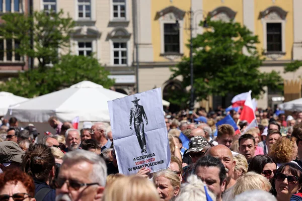 Kraków Polska Czerwca 2023 Marsz Wolności Marsz Obronie Demokracji Kraków — Zdjęcie stockowe
