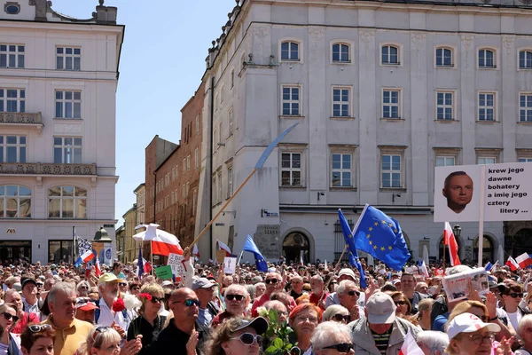 Краков Польша Июня 2023 Года Марш Свободы Марш Защиту Демократии — стоковое фото