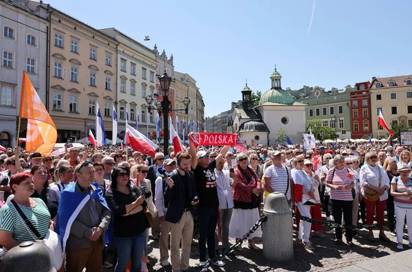 Краков Польша Июня 2023 Года Марш Свободы Марш Защиту Демократии — стоковое фото