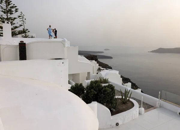 Imerovigli Santorini Griekenland Juli 2021 Witgekalkte Huizen Imerovigli Het Eiland — Stockfoto
