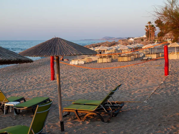 View Sandy Beach Rethymnon Crete Greece — Stock Photo, Image