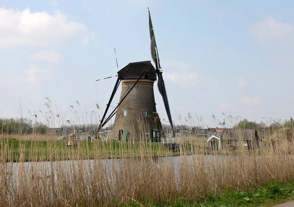 Väderkvarnarna Kinderdijk Nederländerna Byggd 1740 Detta Den Största Koncentrationen Väderkvarnar — Stockfoto