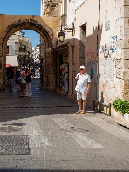 Rethymnon Kreta Griekenland Juni 2022 Smalle Straat Oude Binnenstad Van — Stockfoto