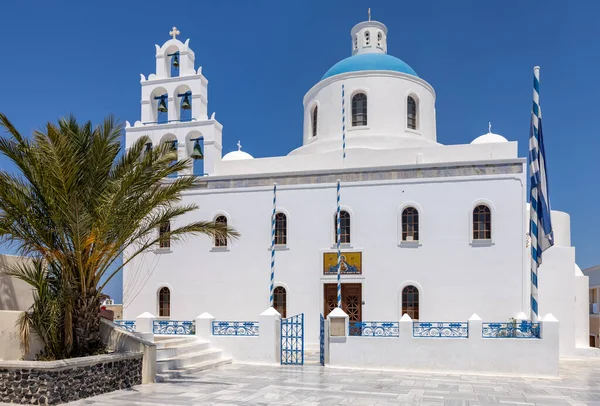Kościół Panagia Platsani Oia Wyspie Santorini Grecja — Zdjęcie stockowe