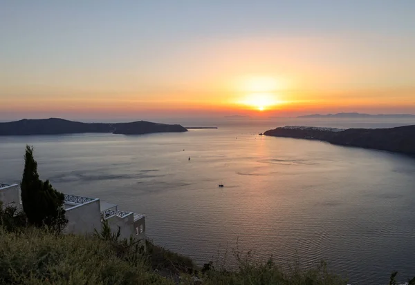 Sonnenuntergang Über Santorin Vom Imerovigli Aus Gesehen Kykladen Griechenland — Stockfoto