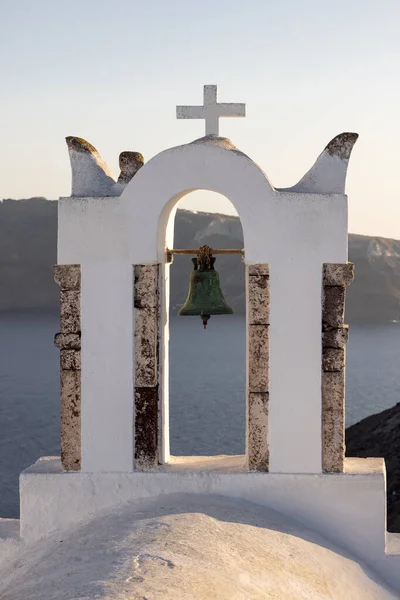 Морская Белая Колокольня Острове Санторини Греция — стоковое фото
