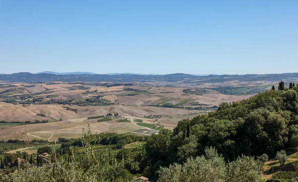 Krajobraz Wiejski Pobliżu Pienzy Toskanii Włochy — Zdjęcie stockowe