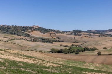  Tuscany 'deki Pienza yakınlarındaki kırsal alan. İtalya