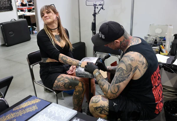 Krakow Poland June 2022 Unidentified Participant 15Th Tattoofest Convention Cracow Stockfoto
