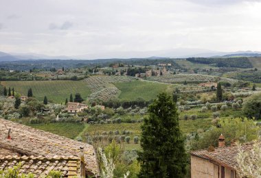 San Gimignano, Toskana, İtalya çevresindeki güzel Toskana manzarası