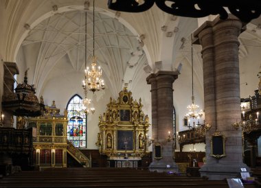 Stockholm, İsveç - 26 Temmuz 2023: Stockholm 'de bazen St. Gertrude Kilisesi olarak da anılan Alman Kilisesi