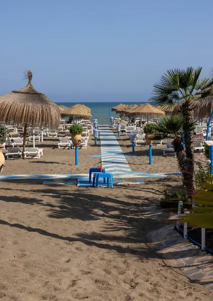 stock image Torremolinos, Spain - September 15, 2023: La Carihuela beach in Torremolinos, Malaga, Costa del Sol, Spain