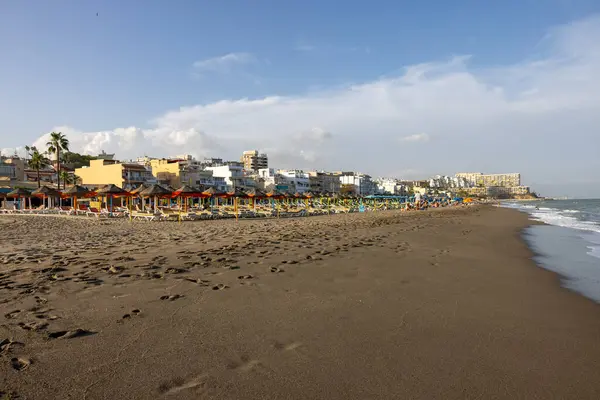 stock image Torremolinos, Spain - September 15, 2023:  La Carihuela beach in Torremolinos, Malaga, Costa del Sol, Spain