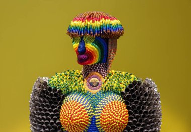 Venedik, İtalya - 7 Mayıs 2024: Venedik 'te Yabancılar Her Yerde 60. Venedik Sanat Bienali. Jeffrey Gibson 'ın beni ABD Pavillon' a yerleştirdiği yer.. 