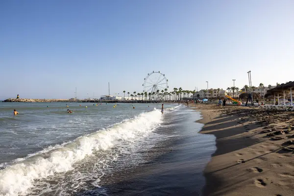 stock image Torremolinos, Spain - September 15, 2023: La Carihuela beach in Torremolinos, Malaga, Costa del Sol, Spain