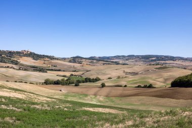  Tuscany 'deki Pienza yakınlarındaki kırsal alan. İtalya