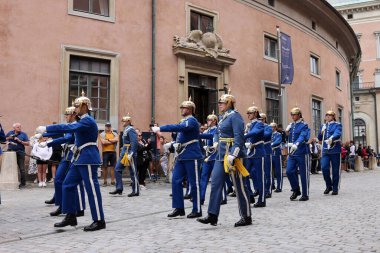 Stockholm, Sweden - June 26, 2023: Changing of the Guard ceremony at the Royal Palace in Stockholm, Sweden clipart