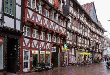 Gottingen, Germany - April 15, 2023: Half timbered houses in the center of Gottingen, Germany clipart