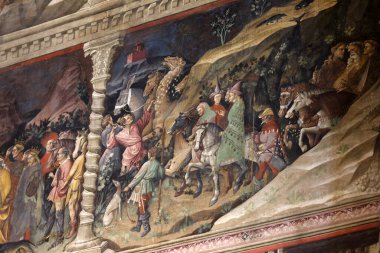 Bologna, İtalya - 9 Mayıs 2024: San Petronio Bazilikası 'ndaki Magi Şapeli. İtalya