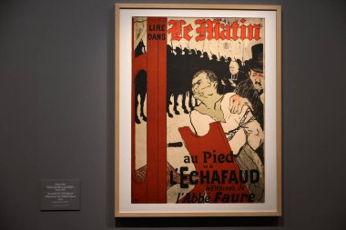 Paris, Fransa - 20 Mart 2025: The Muse d 'Orsay' deki sergi - Sanat Sokakta. XIX yüzyılının Paris 'indeki resimli posterin yükselişine adanmış yaklaşık 230 eser koleksiyonu..