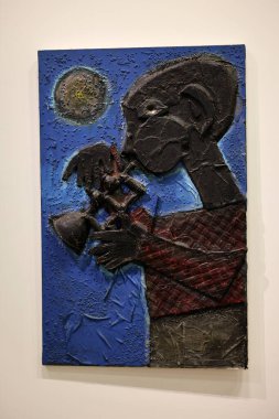 Paris, Fransa - 19 Mart 2025: The Center Pompidou 'daki Paris Noir sergisi 1950' lerden 2000 'e kadar Fransa' daki 150 siyahi sanatçının çalışmalarını sunar.