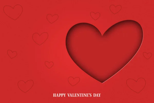 Valentines Day Red Card Background Big Heart Right Side — Fotografia de Stock