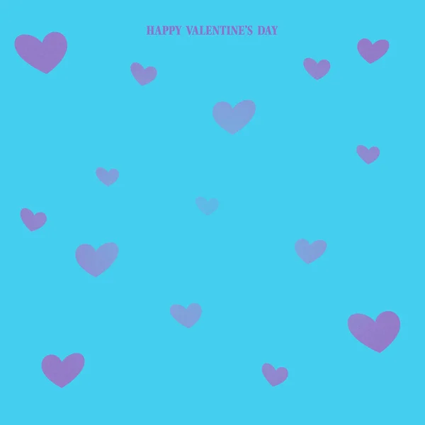 Valentines Day Card Light Blue Background Small Light Violet Hearts Foto Stock Royalty Free