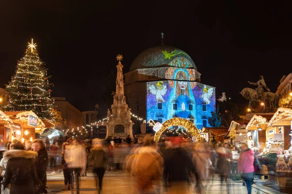 Pecs Hungary Aralik 2022 Pecs Teki Szechenyi Meydanı Nda Noel — Stok fotoğraf