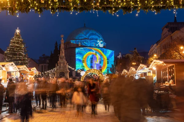 Pecs Ungheria Dicembre 2022 Mercatino Dell Avvento Con Albero Natale — Foto Stock