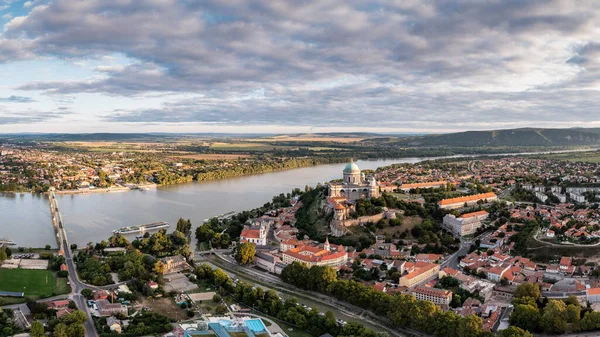 Vista Panoramica Esztegom Con Fiume Danubio Basilica — Foto Stock